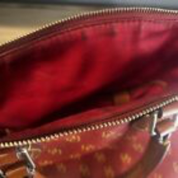 Dooney & Bourke Greta Satchel Handbag Red and Tan Large Purse Used - Picture 15 of 15